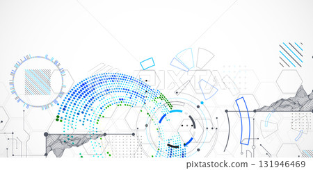 Abstract background. Scientific and technological concept with the use of technical elements formed in the shape of a circle. Vector Abstract background. Scientific and technological concept with the use of technical elements formed in the shape of a circle. Vector 131946469