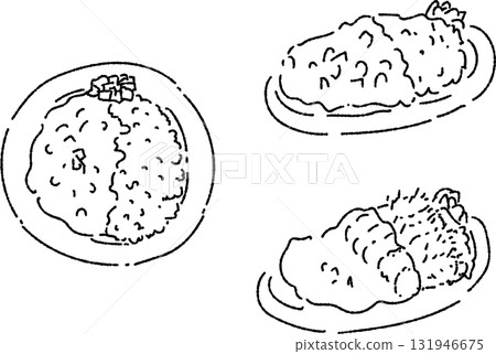 Curry rice 3 types line only Curry rice 3 types line only 131946675
