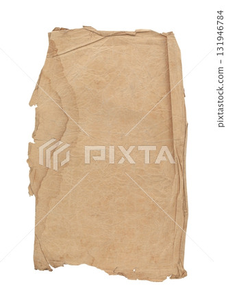 Old vintage ancient paper sheet with textured surface, isolated on transparent background 131946784