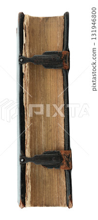 Side of an antique book revealing aged pages, isolated on transparent background Side of an antique book revealing aged pages, isolated on transparent background 131946800