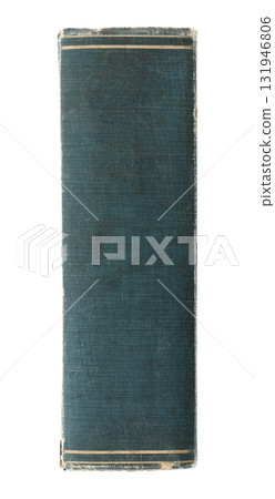 Side view of an antique book spine with aged leather texture and vintage details, isolated on transparent background Side view of an antique book spine with aged leather texture and vintage details, isolated on transparent background 131946806