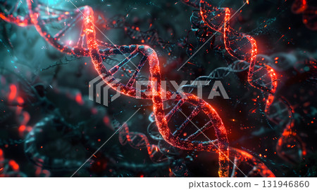 A picture or model of a thread of DNA from a living thing. AI Generated 131946860