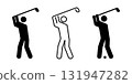 高爾夫、高爾夫球手形式、揮桿插圖圖示多組向量黑白 131947282
