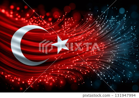 Turkey flag made of fiber optic lines 131947994