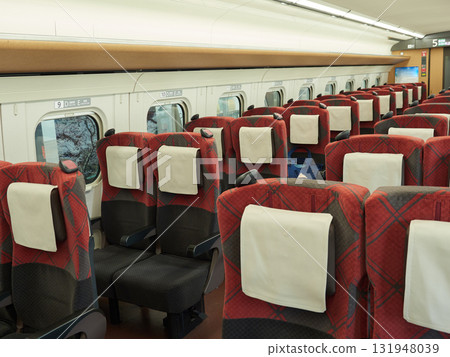 A view of the seats inside the Hokuriku Shinkansen train 131948039