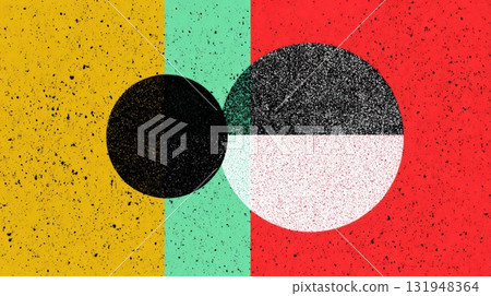 Abstract Geometric Composition With Bold Stripes And Circles In Vibrant Grunge Texture Abstract Geometric Composition With Bold Stripes And Circles In Vibrant Grunge Texture 131948364