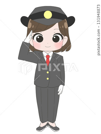 一位女車站服務員的可愛插圖 131948873