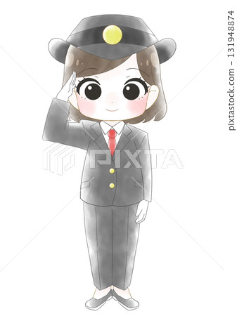 一位女車站服務員的可愛水彩插圖 131948874