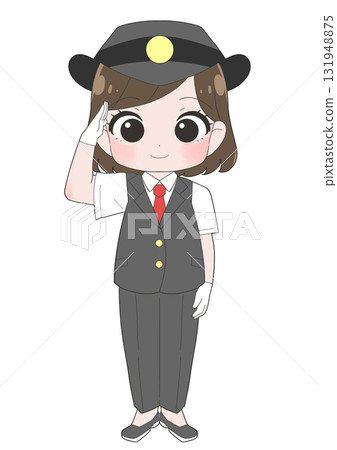 一位女車站服務員的可愛插圖 一位女車站服務員的可愛插圖 131948875