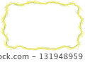 A rectangular frame surrounded by bunches of rice ears on a wavy line 131948959