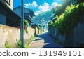夏日午後，通往郊區住宅區的一座小山 131949101