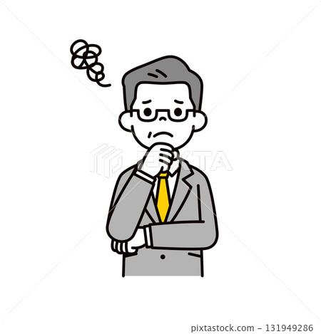 A simple upper body vector illustration of an elderly male manager suffering from poor business performance 131949286