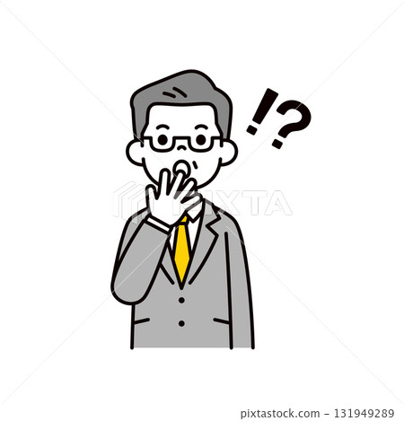 A simple upper body vector illustration of a senior male manager who is surprised and surprised A simple upper body vector illustration of a senior male manager who is surprised and surprised 131949289