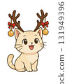 Cute anime cat with reindeer antlers for christmas and new year celebration 131949396