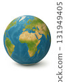 Planet earth model showing continents and oceans from a global perspective 131949405