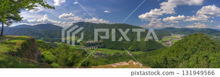 Takeda Castle, a castle in the sea of clouds. View of the castle town from the remains of the castle tower. 131949566