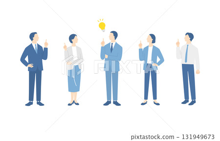 Full-body illustration set of a business team whose problems have been solved 131949673