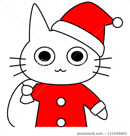 Cat character wearing Santa costume | Christmas, gift, present, winter, cute 131949803