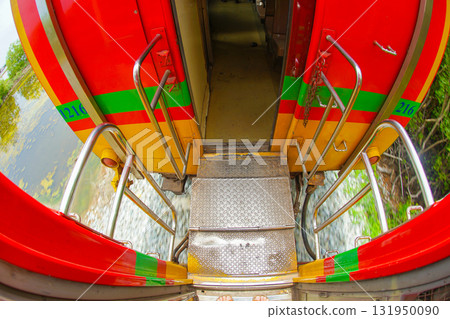 Coupled section of a moving train Coupled section of a moving train 131950090