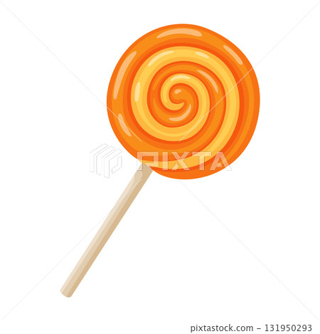 Cute Orange lollipop, Hand drawn trendy flat vector style. 131950293