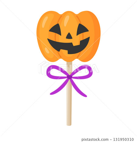 Halloween lollipop with jack o lantern, flat vector style. 131950310