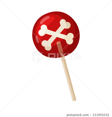 Halloween lollipop with bones, flat vector style. Halloween lollipop with bones, flat vector style. 131950332