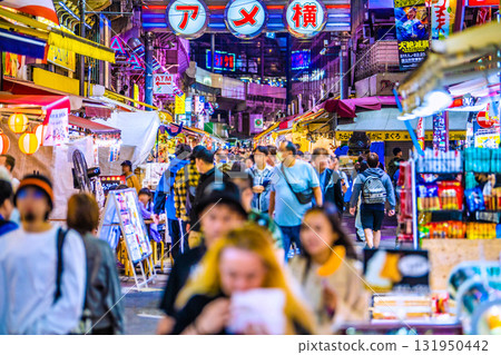Tokyo cityscape in October. Inbound tourism continues... View of Ameyoko and other areas bustling with foreign tourists. Tokyo cityscape in October. Inbound tourism continues... View of Ameyoko and other areas bustling with foreign tourists. 131950442