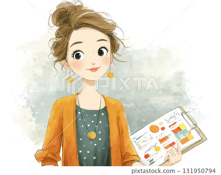 Miyu Series: A young woman creating a presentation using AI 131950794