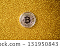 Bitcoin virtual money and fiat money coins euro 131950843