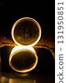 Bitcoin icon sign payment symbol golden background 131950851