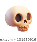 3d cute skull isolated on background. Trendy spooky design element suitable for Dia de los Muertos or Halloween banner 131950916