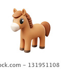 3d cartoon horse isolated on background. Plastic realistic icon, trendy childish design element, symbol of 2026 year 131951108