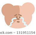 Illustration of teddy bear crying expression for cartoon character, comic, pet shop, vet, emoji, mood, emotion, emotion, feeling, zoo, souvenir shop, pin, animal brooch, sticker, icon, bear face shape 131951154
