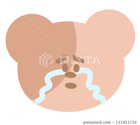 Illustration of teddy bear crying expression for cartoon character, comic, pet shop, vet, emoji, mood, emotion, emotion, feeling, zoo, souvenir shop, pin, animal brooch, sticker, icon, bear face shape 131951154
