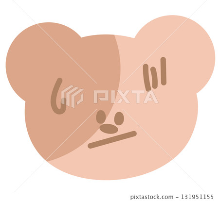Illustration of teddy bear scared expression for cartoon character, comic, pet shop, vet, emoji, mood, emotion, emotion, feeling, zoo, souvenir shop, animal brooch, sticker, icon, bear face shape 131951155