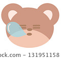 Illustration of sleeping teddy bear expression for cartoon character, comic, pet shop, vet, emoji, mood, emotion, emotion, feeling, zoo, souvenir shop, animal brooch, sticker, icon, bear face shape 131951158