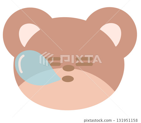 Illustration of sleeping teddy bear expression for cartoon character, comic, pet shop, vet, emoji, mood, emotion, emotion, feeling, zoo, souvenir shop, animal brooch, sticker, icon, bear face shape 131951158