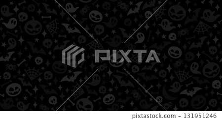Dark Black Seamless Halloween Design For Holiday Or Party Vector Background Art With Fancy Elements Dark Black Seamless Halloween Design For Holiday Or Party Vector Background Art With Fancy Elements 131951246