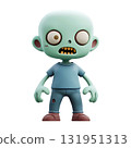 3d cartoon zombie, halloween characters isolated on background. Scary monster, trendy autumn design element 131951313
