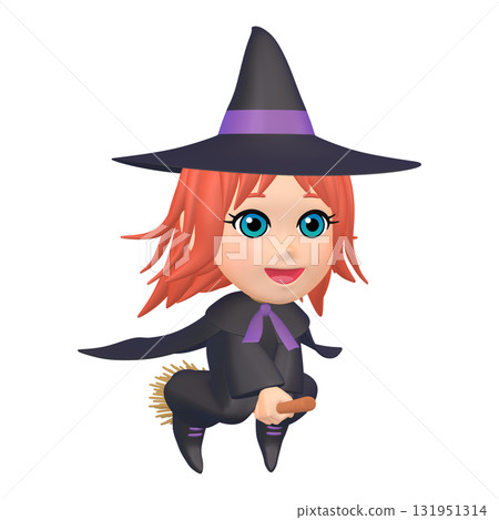 Halloween illustration material: A little witch on a broom (1_1) Halloween illustration material: A little witch on a broom (1_1) 131951314