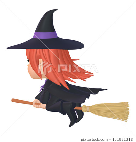 Halloween illustration material: A little witch on a broom (1_5) Halloween illustration material: A little witch on a broom (1_5) 131951318