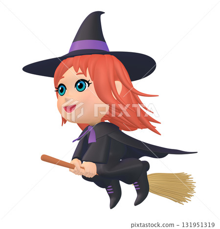 Halloween illustration material: A little witch on a broom (1_6) Halloween illustration material: A little witch on a broom (1_6) 131951319