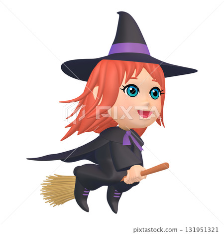 Halloween illustration material: A little witch on a broom (1_8) Halloween illustration material: A little witch on a broom (1_8) 131951321