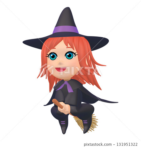 Halloween illustration material: A little witch on a broom (1_9) Halloween illustration material: A little witch on a broom (1_9) 131951322