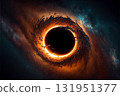 Black hole, stars and cloud fields in outer space. planetary nebula. Nebula in outer space, galaxy. Beautiful space neon abstract background. 3D illustration 131951377