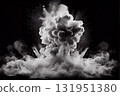 Realistic white smoke explosion over a black background 131951380