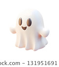 Cute smiling ghost isolated. Happy Halloween Day design element. 3d render cartoon emoji 131951691