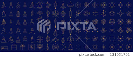 Christmas line icon set, geometric minimalist outline symbol Christmas line icon set, geometric minimalist outline symbol 131951791