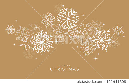 Christmas card, snowflakes and stars on gold background 131951808
