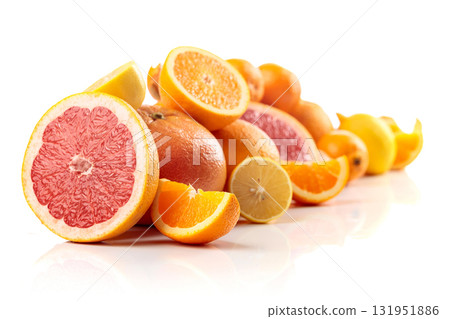 Citrus fruits isolated on white background. Citrus fruits isolated on white background. 131951886